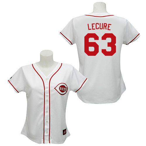 Sam LeCure #63 mlb Jersey-Cincinnati Reds Women's Authentic Home White Cool Base Baseball Jersey